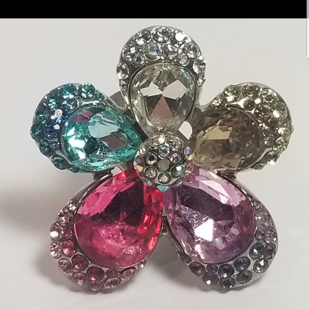 Statement Cocktail Flower Adjustable Rings - image 2